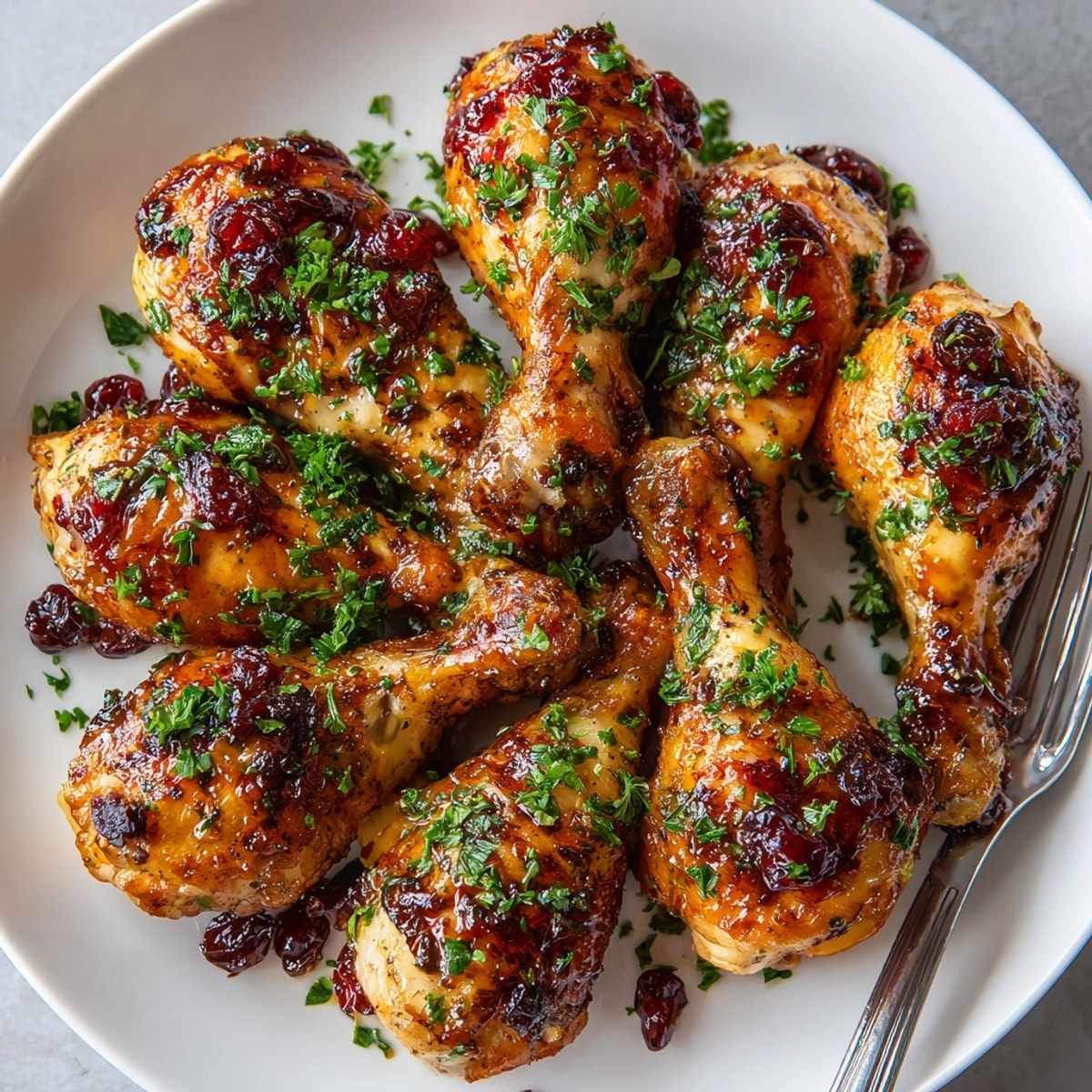 Sweet and tangy, these Cherry-Coded Cranberry-Cherry Glazed Chicken Drumsticks offer a juicy, fruity flavor experience, easy to make.