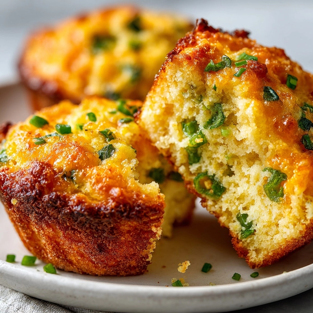 Fluffy, golden brown Pickle-Fix Jalapeño Cheddar Cornbread Muffins, perfect for your next potluck!