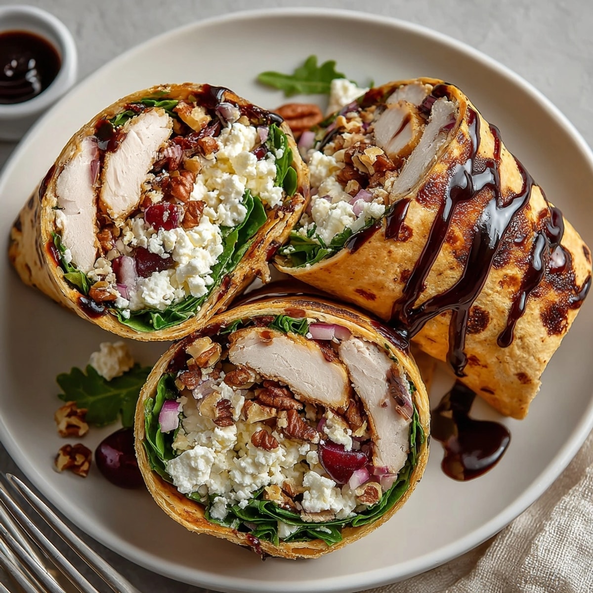 Homemade cherry balsamic glazed turkey wraps with goat cheese are perfect for a quick, flavorful lunch or dinner.