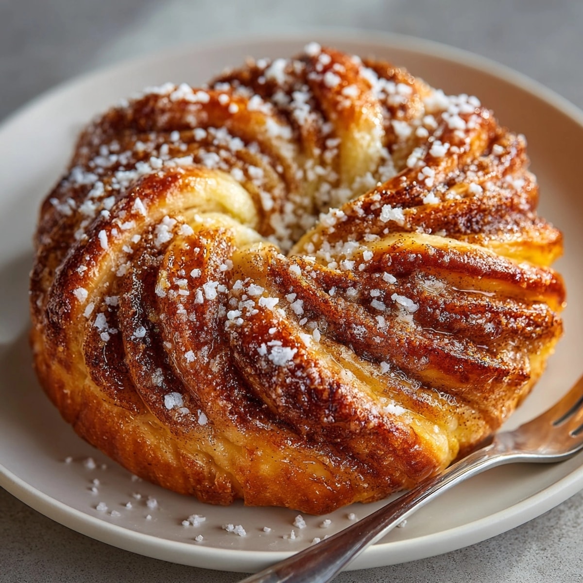 Golden Cinnamon Star Bread baking: sweet holiday pastry with swirling, sugary layers.