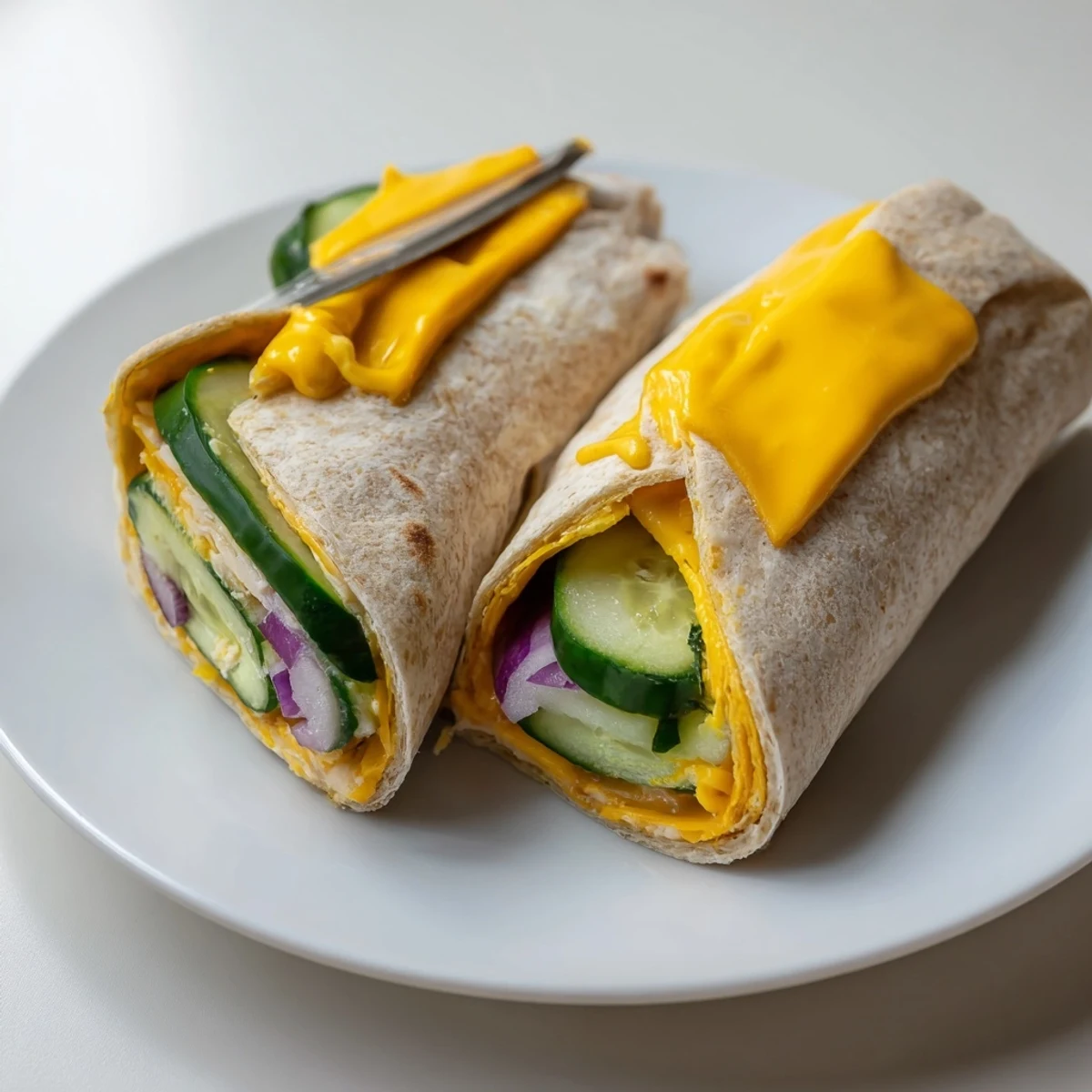 Tangy Pickle-in-a-Blanket served with mustard, a fun and easy snack idea.