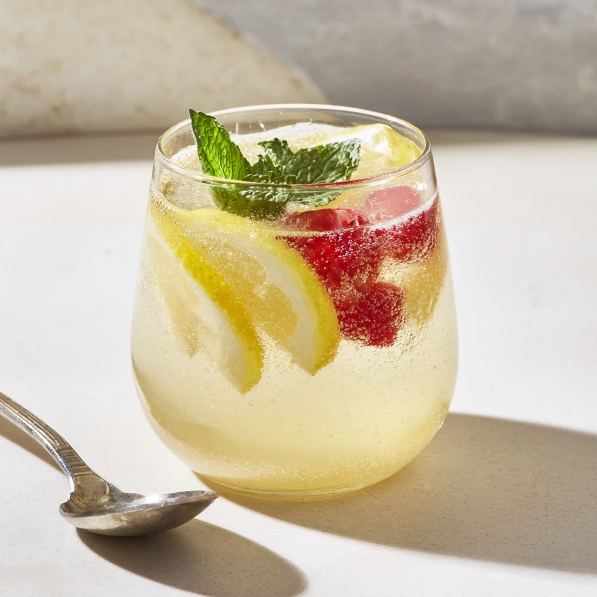 Colorful kombucha mocktails showcasing sliced fruits and herbs for a delightful sip.
