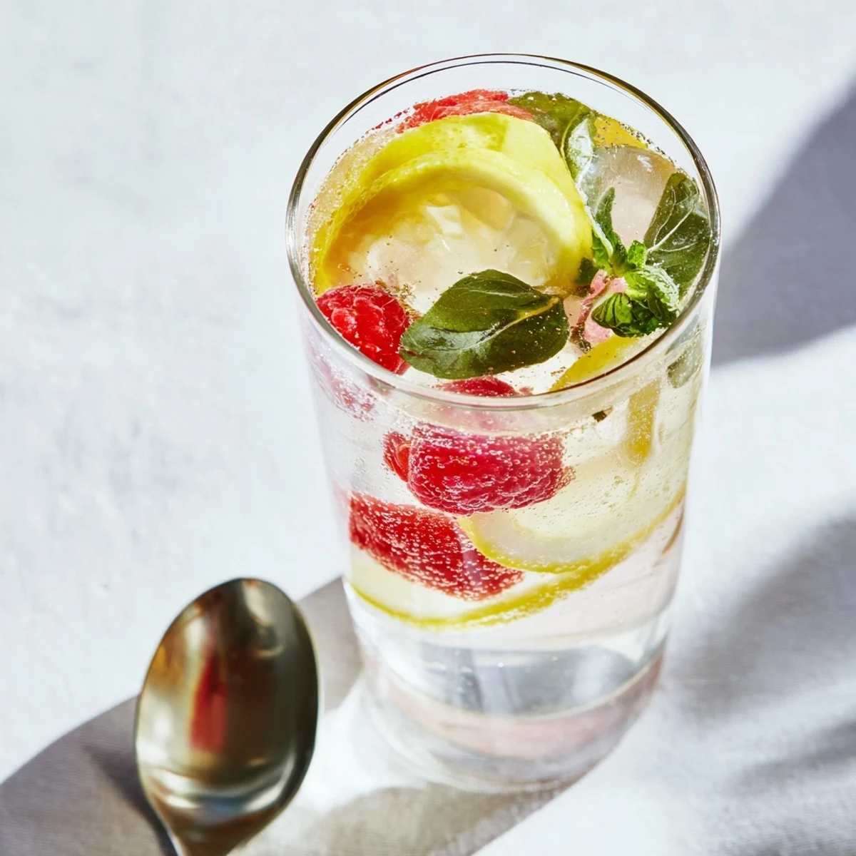 Vibrant berry-infused kombucha mocktails served over ice for a fizzy treat.  
