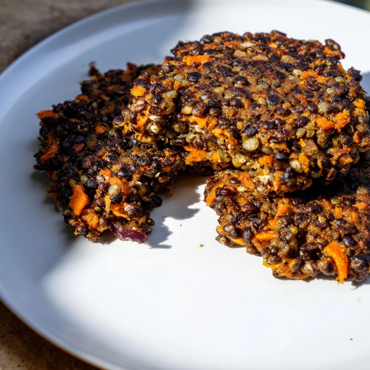 Delicious, homemade black bean burgers with a crispy exterior, ready to be eaten.
