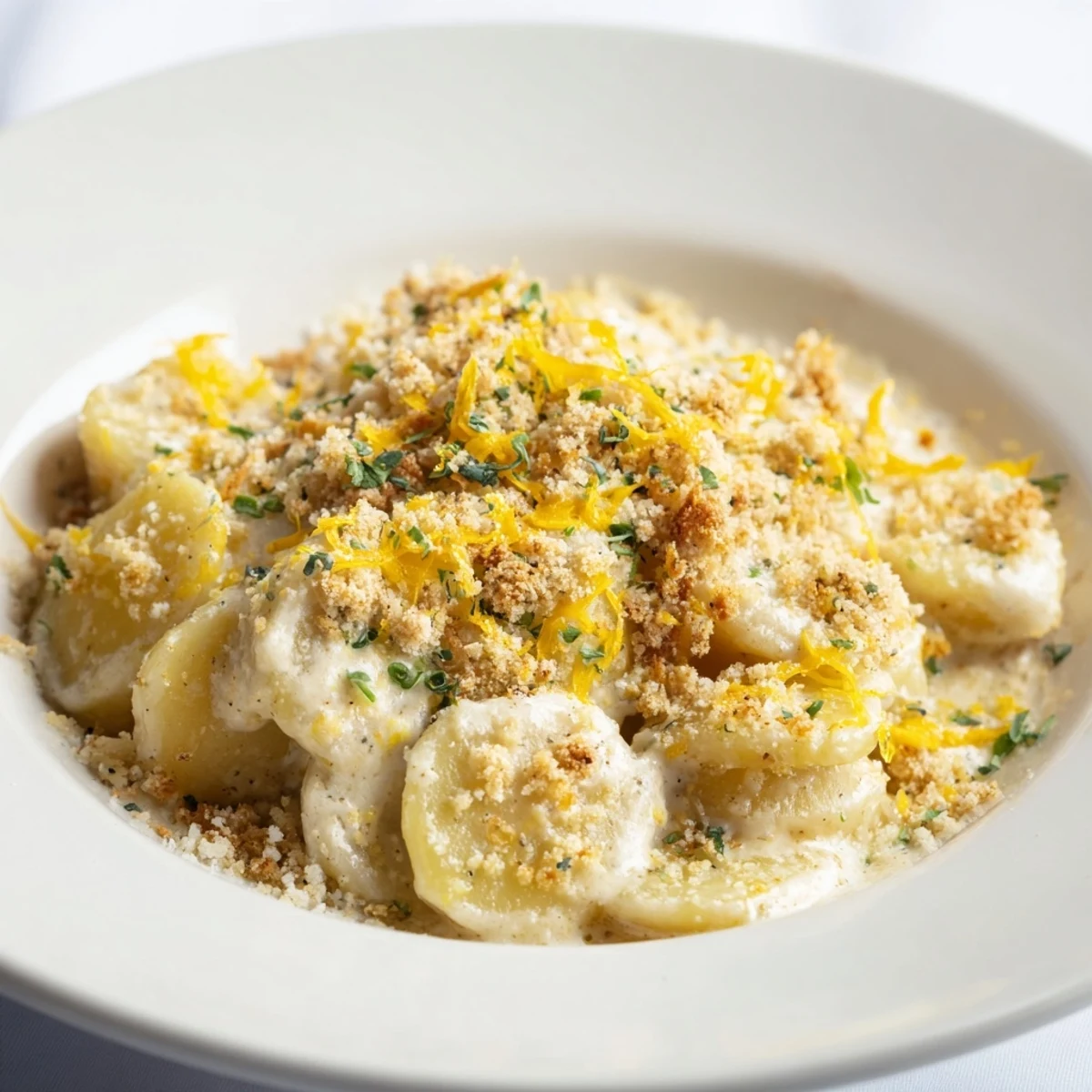 A creamy, decadent bite of cheesy scalloped potatoes, perfectly layered with cheese for richness.