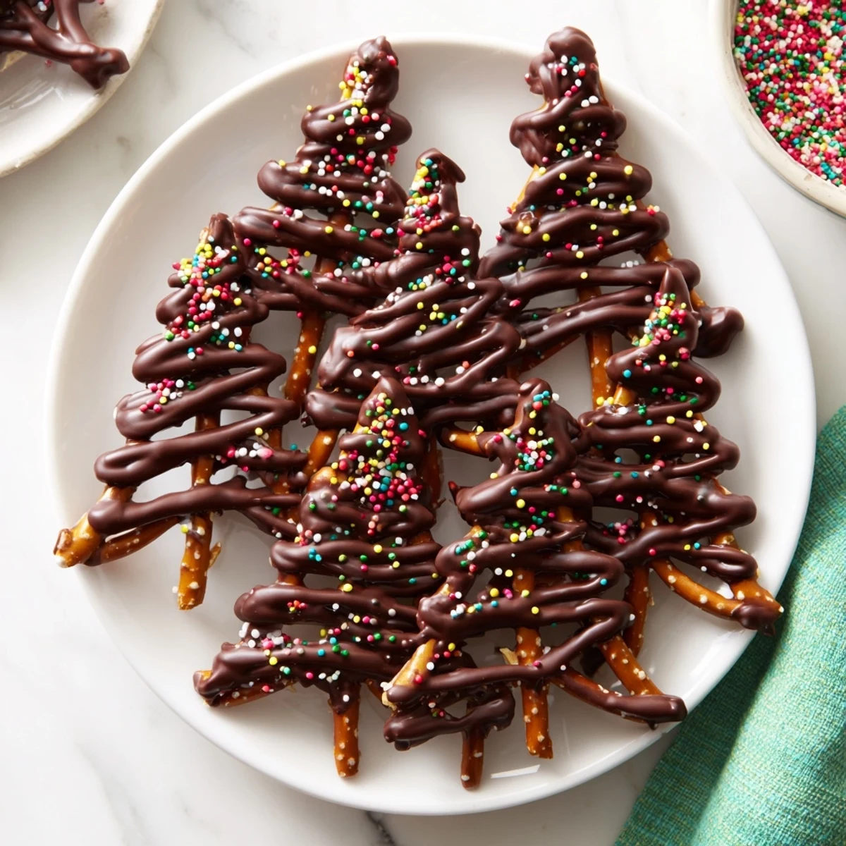Adorable Express Chocolate Christmas Trees decorated with colorful sprinkles; a delicious holiday dessert.