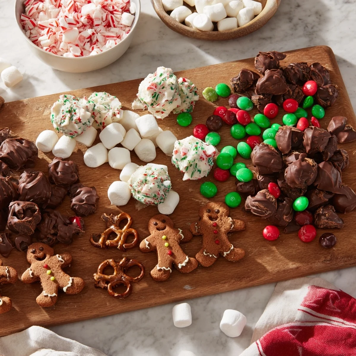Santa's Sack Candy Avalanche bursting with colorful candies and cookies, perfect for Christmas snacking.