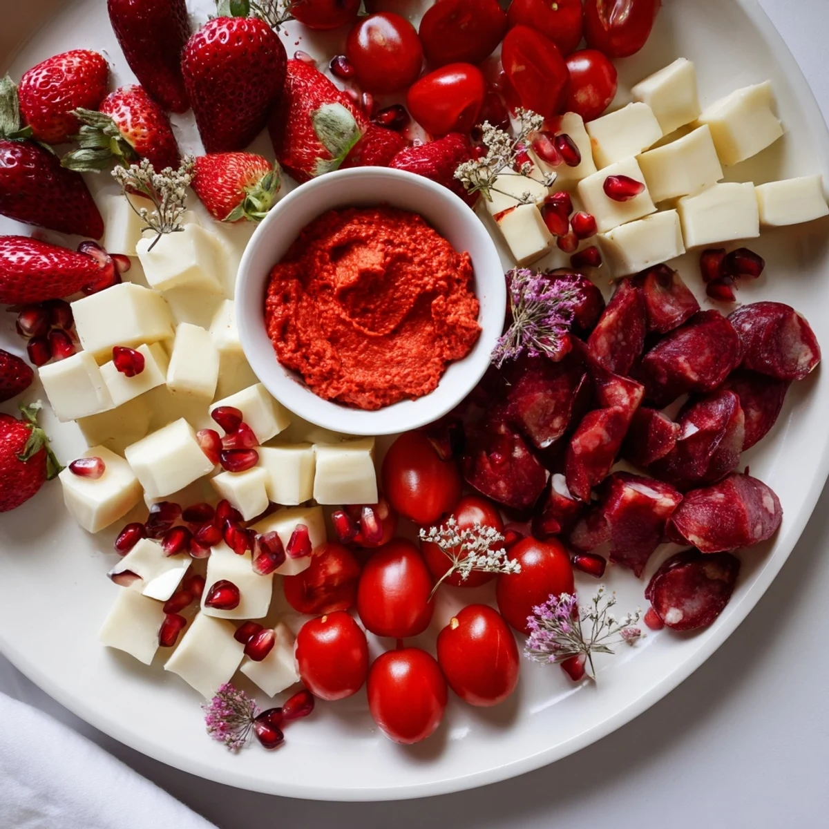 A dramatic, multi-tiered photo of The Nutcracker Suite Board with colorful, delicious components.