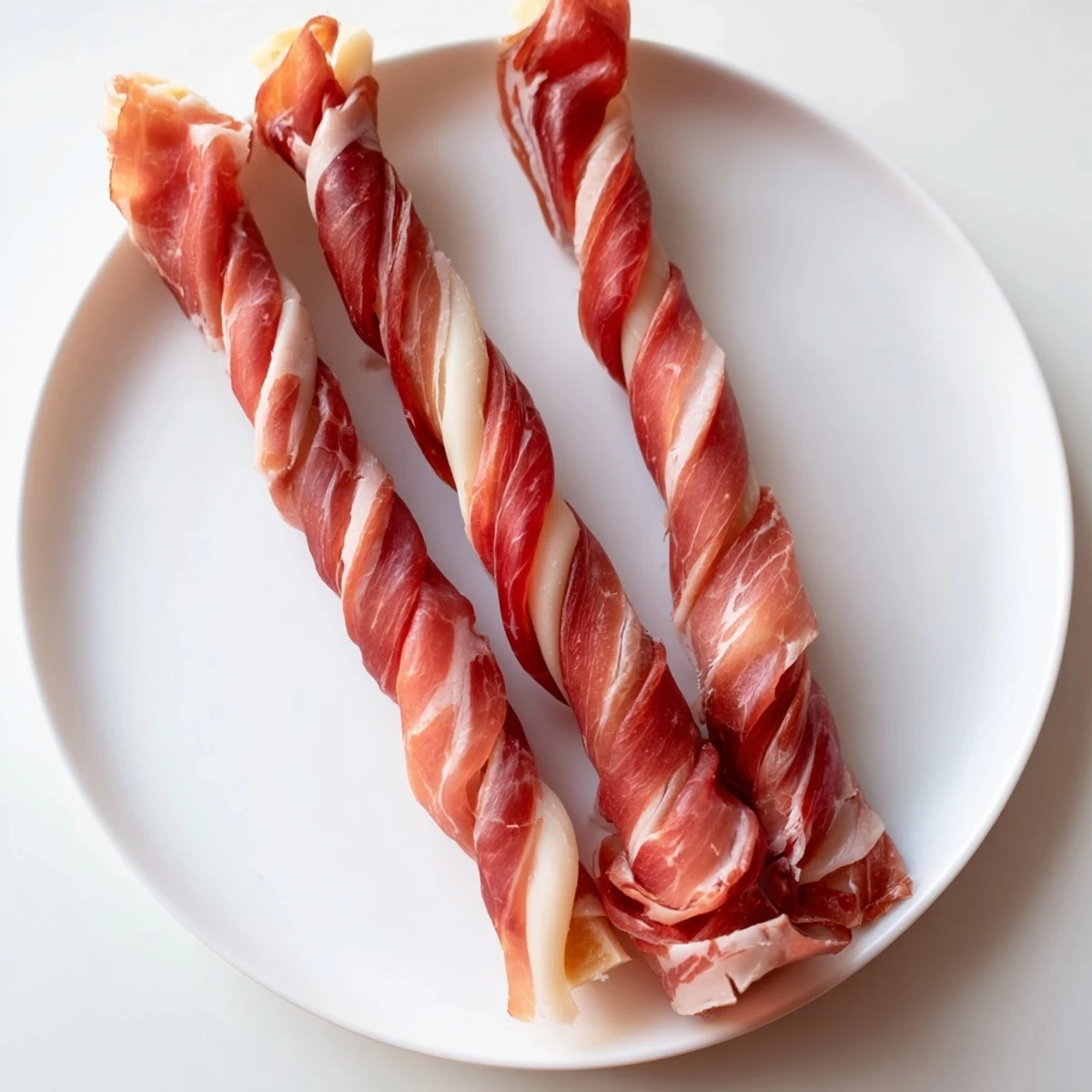Savory Nautical Knot appetizer: Braided prosciutto and string cheese, ready to eat or bake.