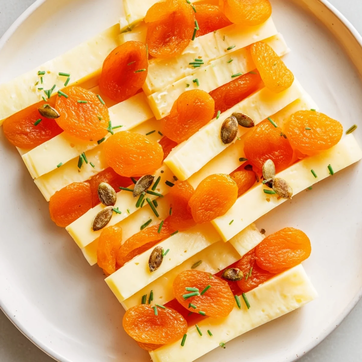 The Serengeti Sunset appetizer, featuring vibrant apricot bands and smoky Gouda layers, looks delicious.