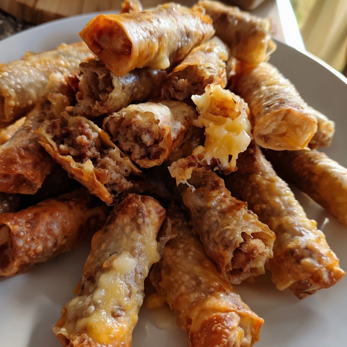 Air-fried Tinis Mac and Cheese Lumpia Rolls, showcasing a tantalizing crunch and a gooey mac and cheese filling.