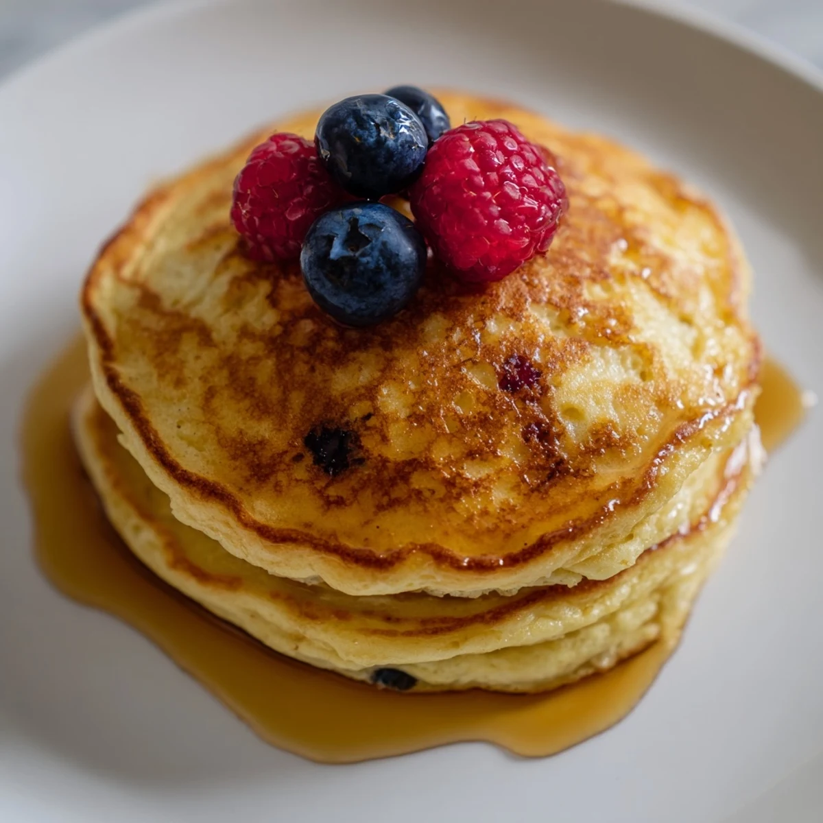 Homemade Lemon Ricotta Pancakes, light and airy, with a hint of lemon zest on each bite.