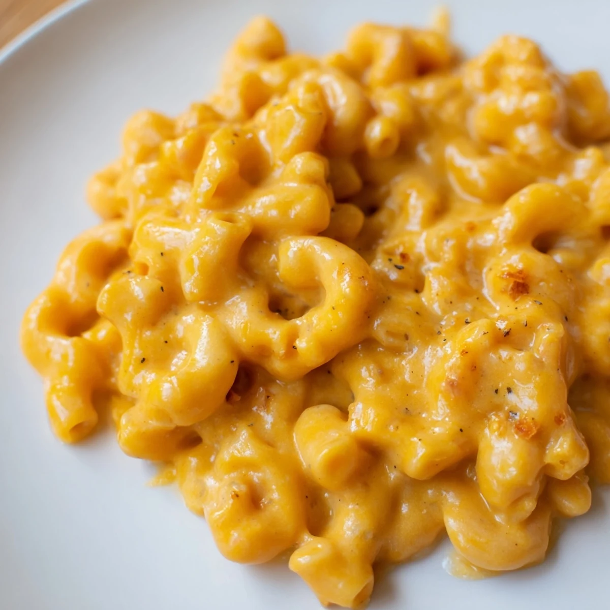 A vibrant bowl of Butternut Squash Mac presents creamy pasta and roasted squash topping.