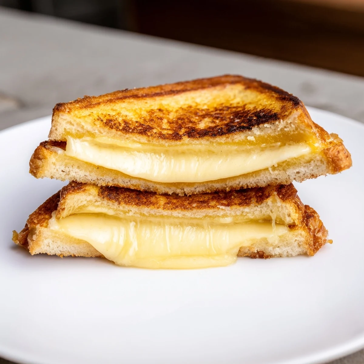 Perfectly browned Custard French Toast Grilled Cheese, showcasing the creamy custard soak and cheesy filling.