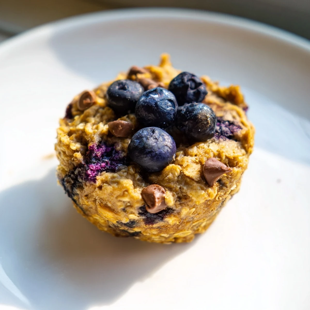 Golden-brown Baked Oatmeal Cups, pictured with fresh berries, an irresistible grab-and-go breakfast option.