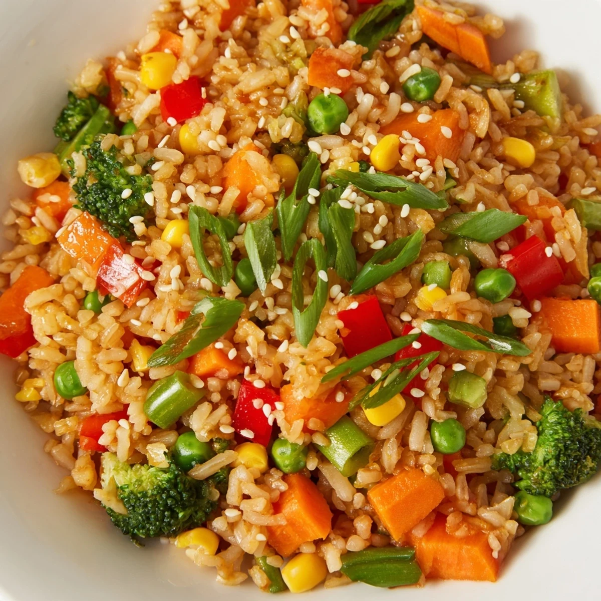 A delicious, aromatic bowl of Vegetable Fried Rice, showcasing tender vegetables and fluffy rice perfection.