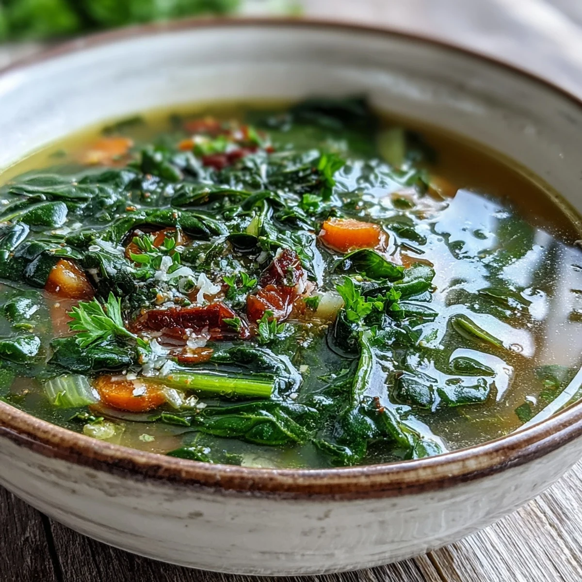Hearty Swiss Chard Soup with vibrant greens, perfect for a cozy meal.