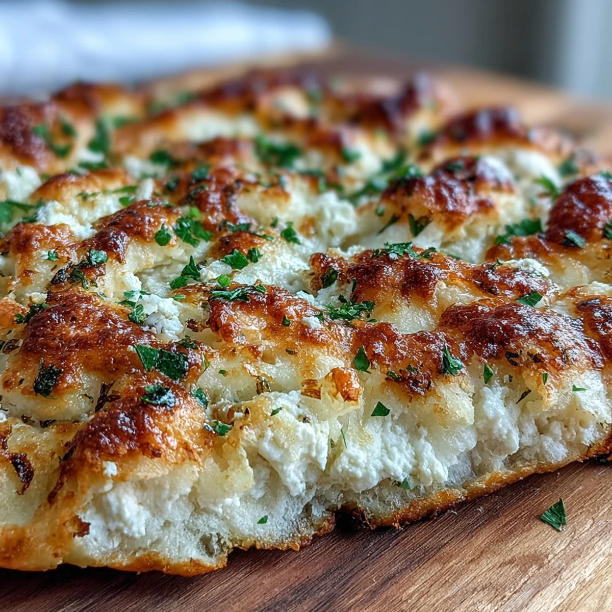 Warm Fluffy Cottage Cheese Flatbread being lifted from a skillet, steam rising with garlic notes.