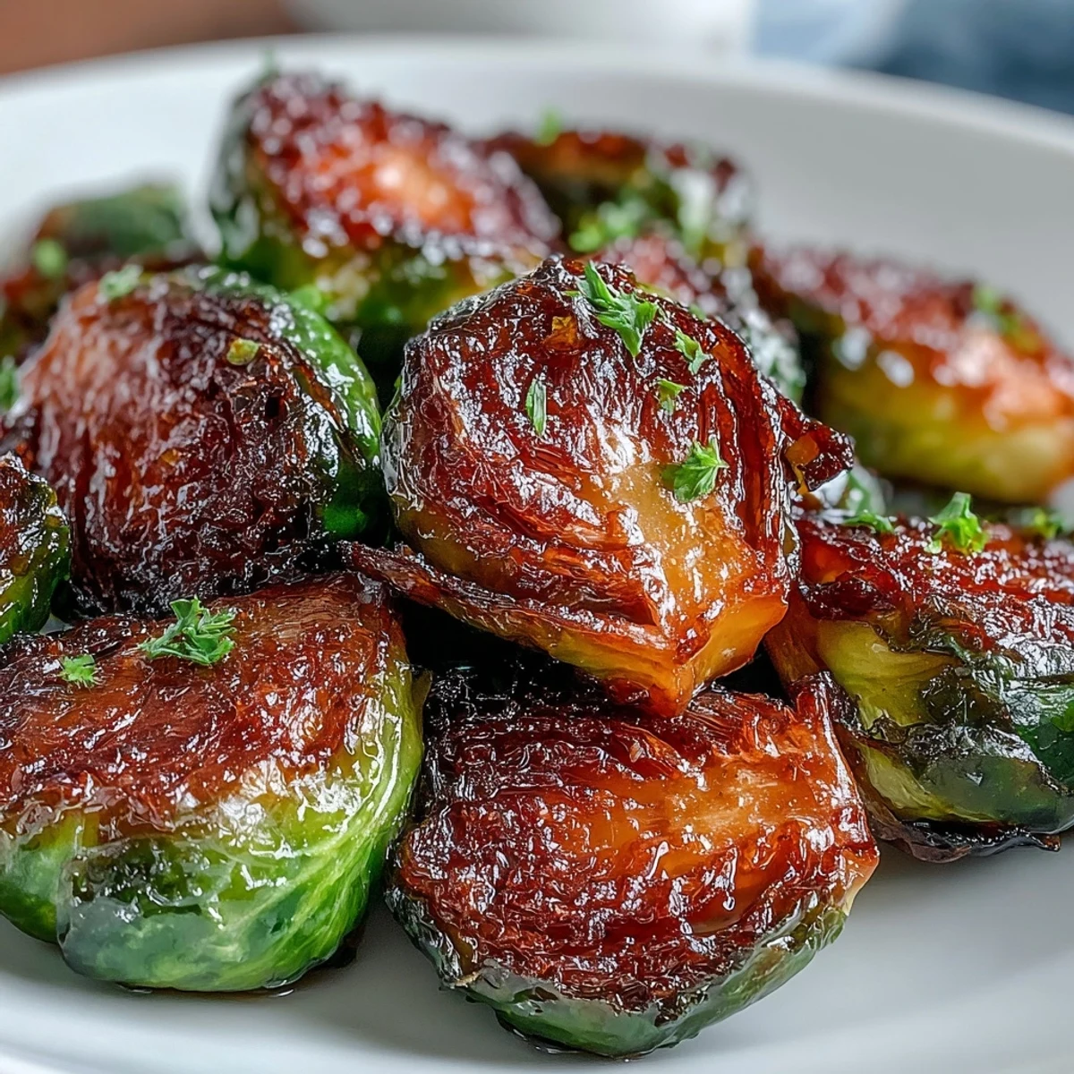 Roasted Irresistible Orange Maple Glazed Brussels Sprouts served warm as a bright, caramelized side dish with golden edges.