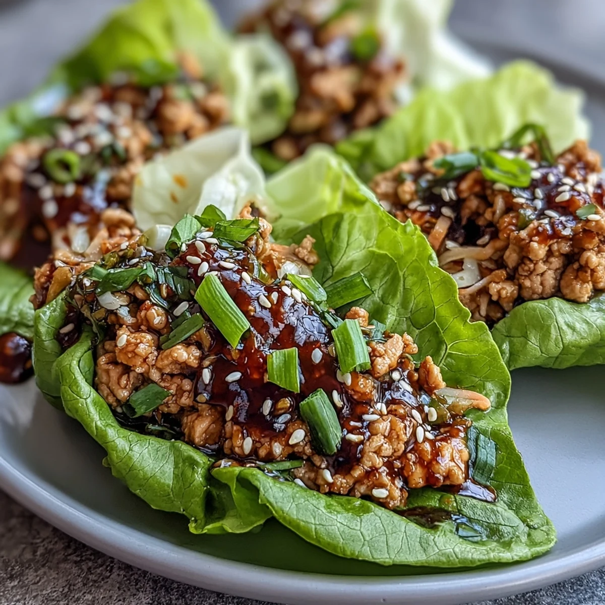 Fresh Potsticker-Inspired Chicken Lettuce Boats on a platter with chopsticks and a bowl of sauce.