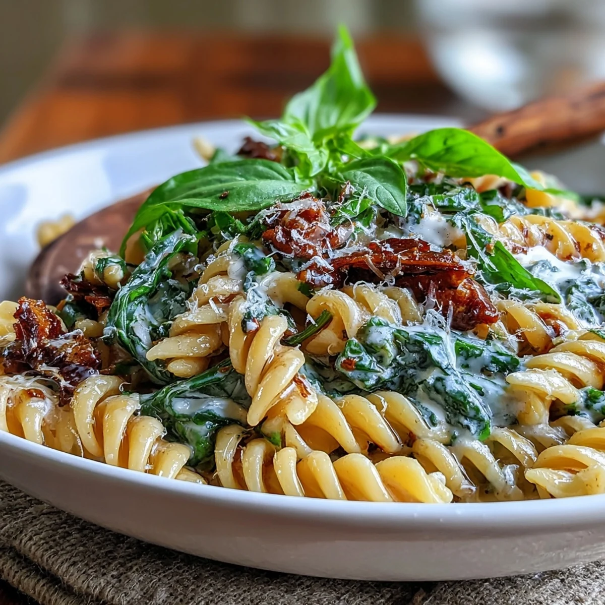Creamy Tuscan One-Pot Pasta with Spinach &amp; Sun-Dried Tomatoes