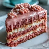 Pink rosé velvet cake with decadent gold drip, perfect for celebrations.