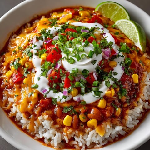 Creamy One-Pot Enchilada White Beans & Rice, a hearty Tex-Mex delight, simmered to perfection.