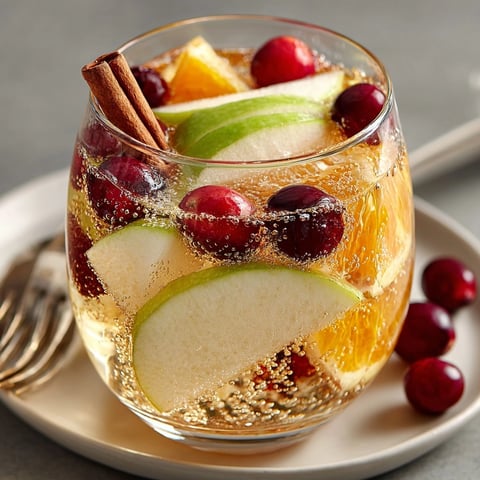 A vibrant pitcher of Spiced Apple Cider Sangria, brimming with fresh fruit and ice, ready to serve.