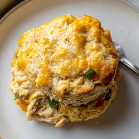 Golden-brown Maple Ginger Chicken Drop Biscuits served fresh from the oven.  