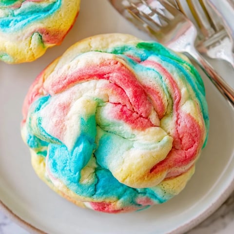Fluffy Cloud Bread Rainbow Version, perfect for colorful breakfasts or festive gatherings.  