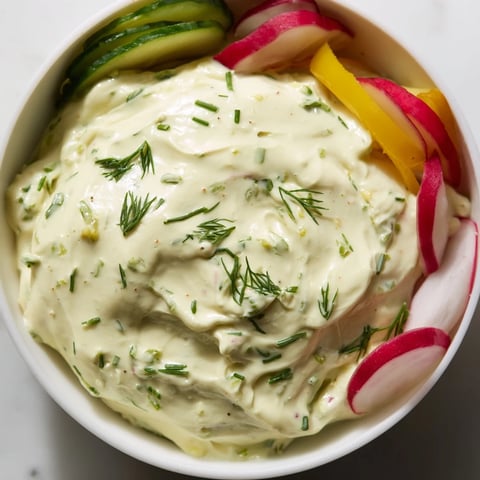 A delicious creamy bowl of Reindeer Antler Spread surrounded by colorful vegetables and crackers.