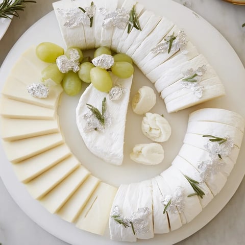 A Winter Wonderland Platter filled with creamy cheeses, fruits, and crackers perfect for a gathering.