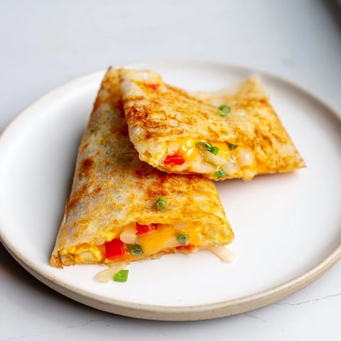 Golden, crispy Rice Paper Egg Cheese Wrap, loaded with melted cheddar, perfect for breakfast.