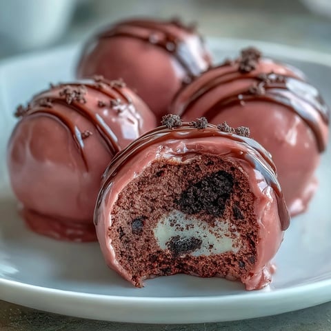 Glossy pink Oreo Truffle Balls lined on parchment with sprinkles, a perfect no-bake dessert for parties and gift tins.