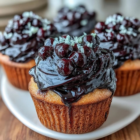 Topped Olive Oil Cupcakes with Black Currant Frosting on a cooling rack, showing a tender crumb and a sweet afternoon tea treat.