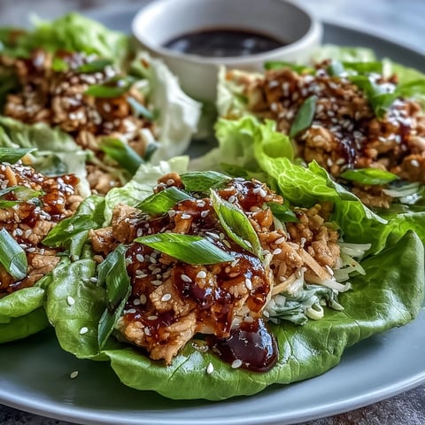 Potsticker-Inspired Chicken Lettuce Boats filled with savory ground chicken, crunchy cabbage, and carrots.