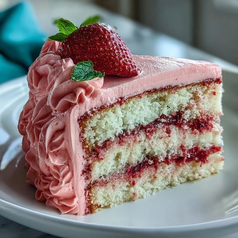 A festive vanilla layer cake with luscious strawberry buttercream in a beautiful pink ombre effect for Galentine's Day celebrations.