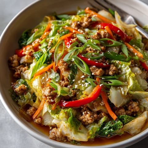 Steaming bowl of 20-Minute Maple Dijon Turkey & Cabbage Stir-fry, showcasing a savory, quick meal.
