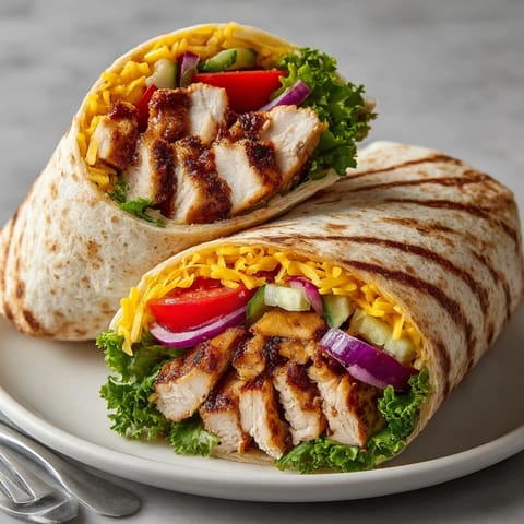 These zesty pickle juice marinated chicken wraps feature tender chicken and a creamy, flavorful sauce.