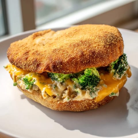 Crispy sourdough filled with melty cheddar and broccoli: a delicious Air Fryer Broccoli Cheddar Stuffed Grilled Cheese.