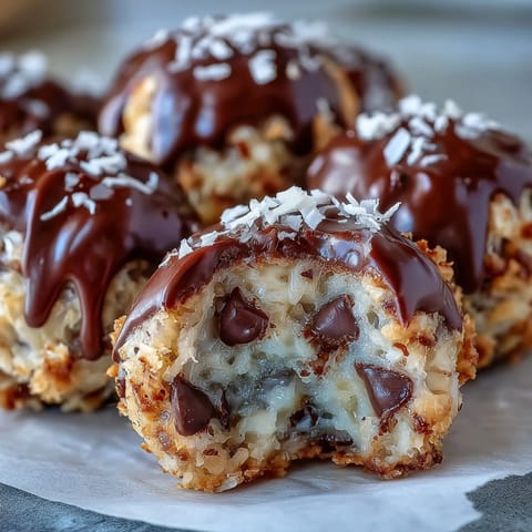 Freshly rolled Moose Bites on a baking sheet, featuring chocolate chips and sweetened condensed milk. 