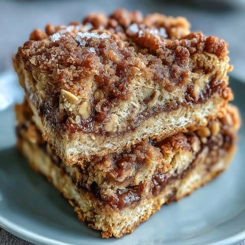 Slices of High-Protein Cinnamon Swirl Coffee Cake Oats served on white plates, topped with a dollop of creamy Greek yogurt for a high-protein breakfast.