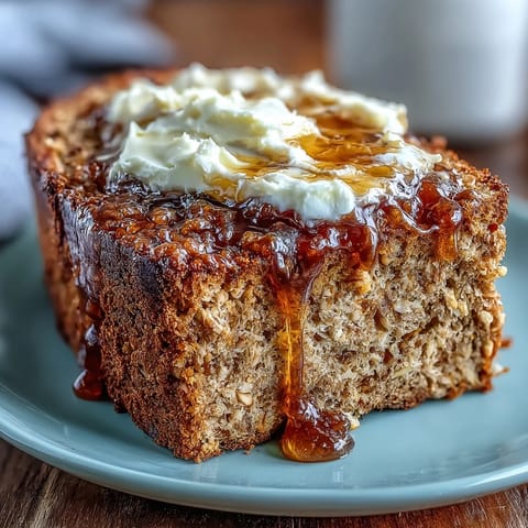 Irish brown bread with honey butter on a rustic wooden board, golden crust and creamy spread.