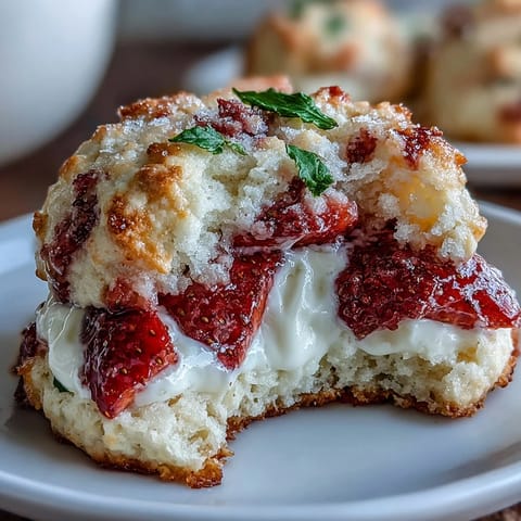 Cottage cheese strawberry shortcake cookies with fresh berries and golden edges, soft and tender in texture.  
