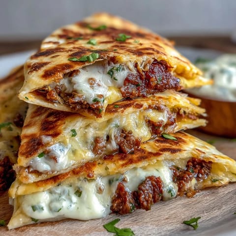 Golden quesadillas stuffed with savory shepherds pie filling, mashed potatoes, and melted cheddar.