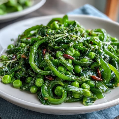 Crisp shaved asparagus and sweet peas tossed in a bright lemon dressing for a fresh spring salad.  