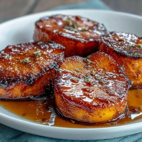 Soul Food Candied Yams with Brown Sugar Syrup in a glossy, buttery syrup bath, tender and spiced for Southern comfort.