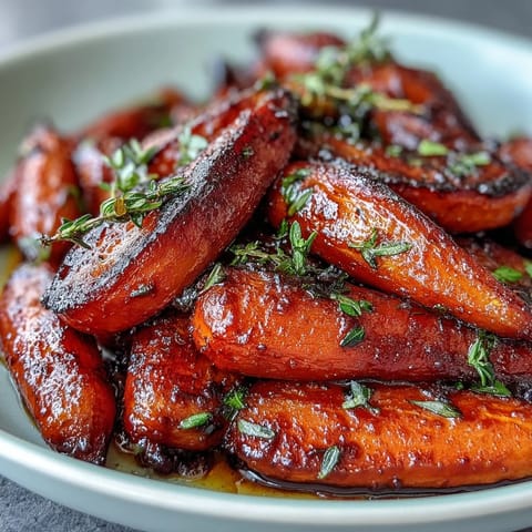 Honey Glazed Roasted Carrots with Thyme: golden roasted carrots glistening with honey and fragrant thyme, a vibrant and healthy Easter side dish.