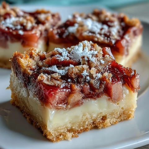 Rhubarb Custard Bars Shortbread Crust