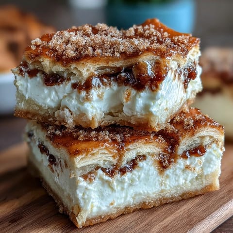 Golden crescent dough layered with creamy cheesecake filling and dusted with cinnamon sugar, these Easy Cinco de Mayo Sopapilla Cheesecake Bars are a festive dessert delight.